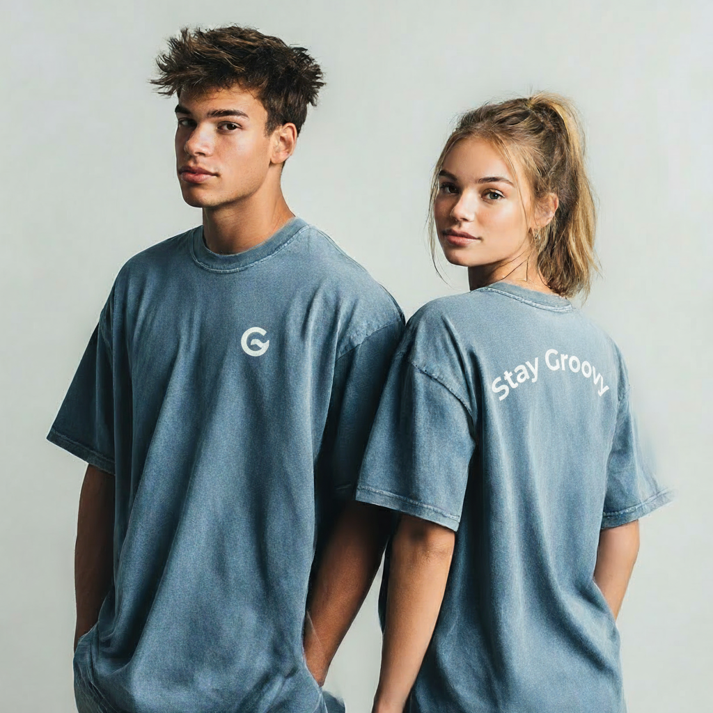 Groova® Comfort Colors T-Shirt – Pigment Dyed Vintage Tee | Blue Jean | Unisex Oversized Streetwear Essential