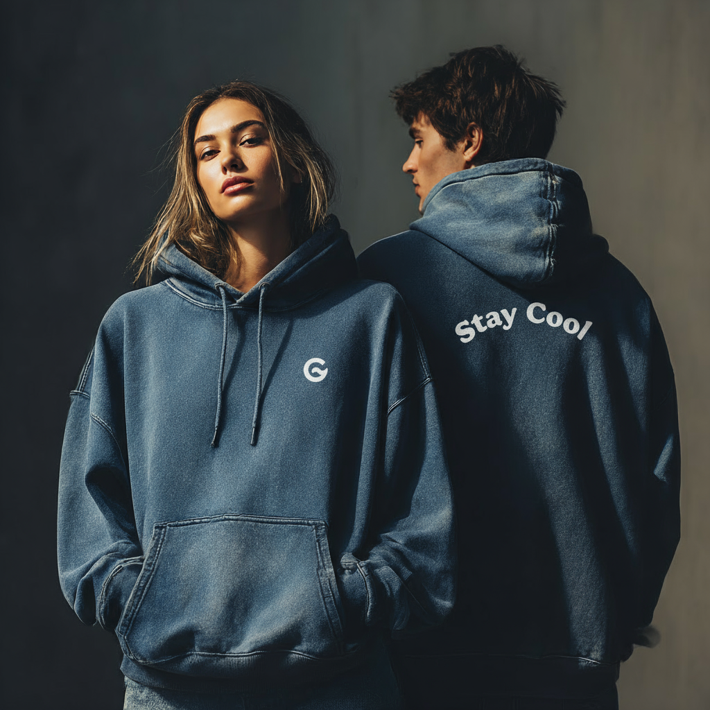 Groova® Comfort Colors Hoodie – Oversized Pigment Dyed Streetwear | Denim | Unisex Premium Pullover