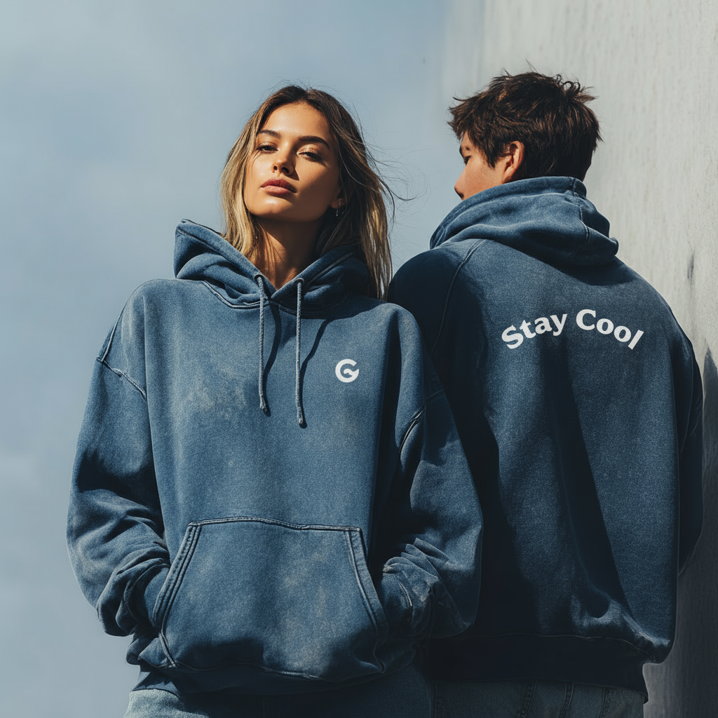Groova® Comfort Colors Hoodie – Oversized Pigment Dyed Streetwear | Denim | Unisex Premium Pullover