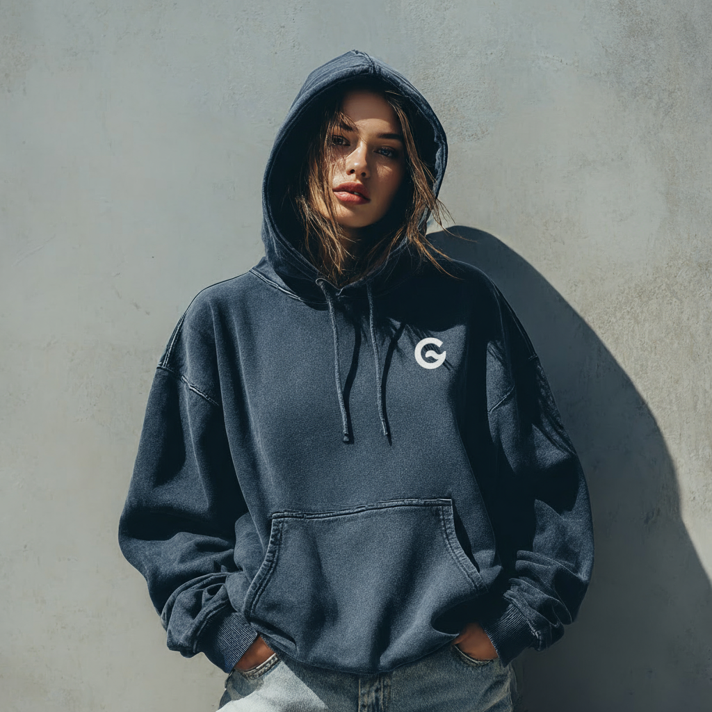 Groova® Comfort Colors Hoodie – Oversized Pigment Dyed Streetwear | Denim | Unisex Premium Pullover