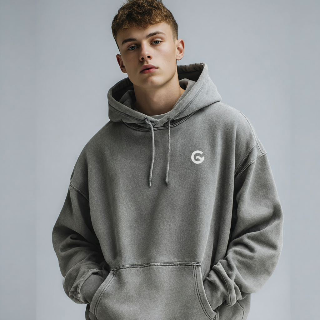 Groova® Comfort Colors Hoodie – Oversized Pigment Dyed Streetwear | Gray | Unisex Premium Pullover