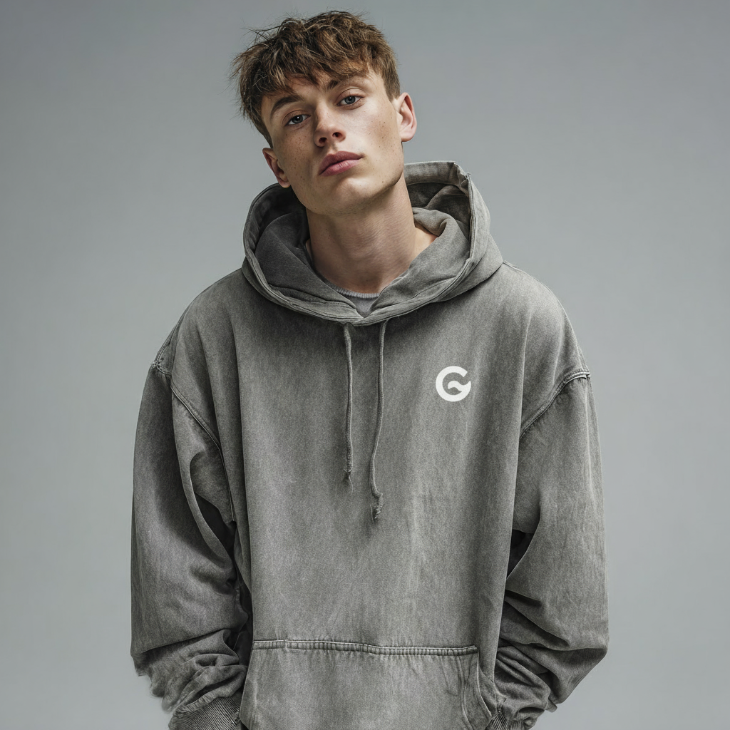 Groova® Comfort Colors Hoodie – Oversized Pigment Dyed Streetwear | Gray | Unisex Premium Pullover